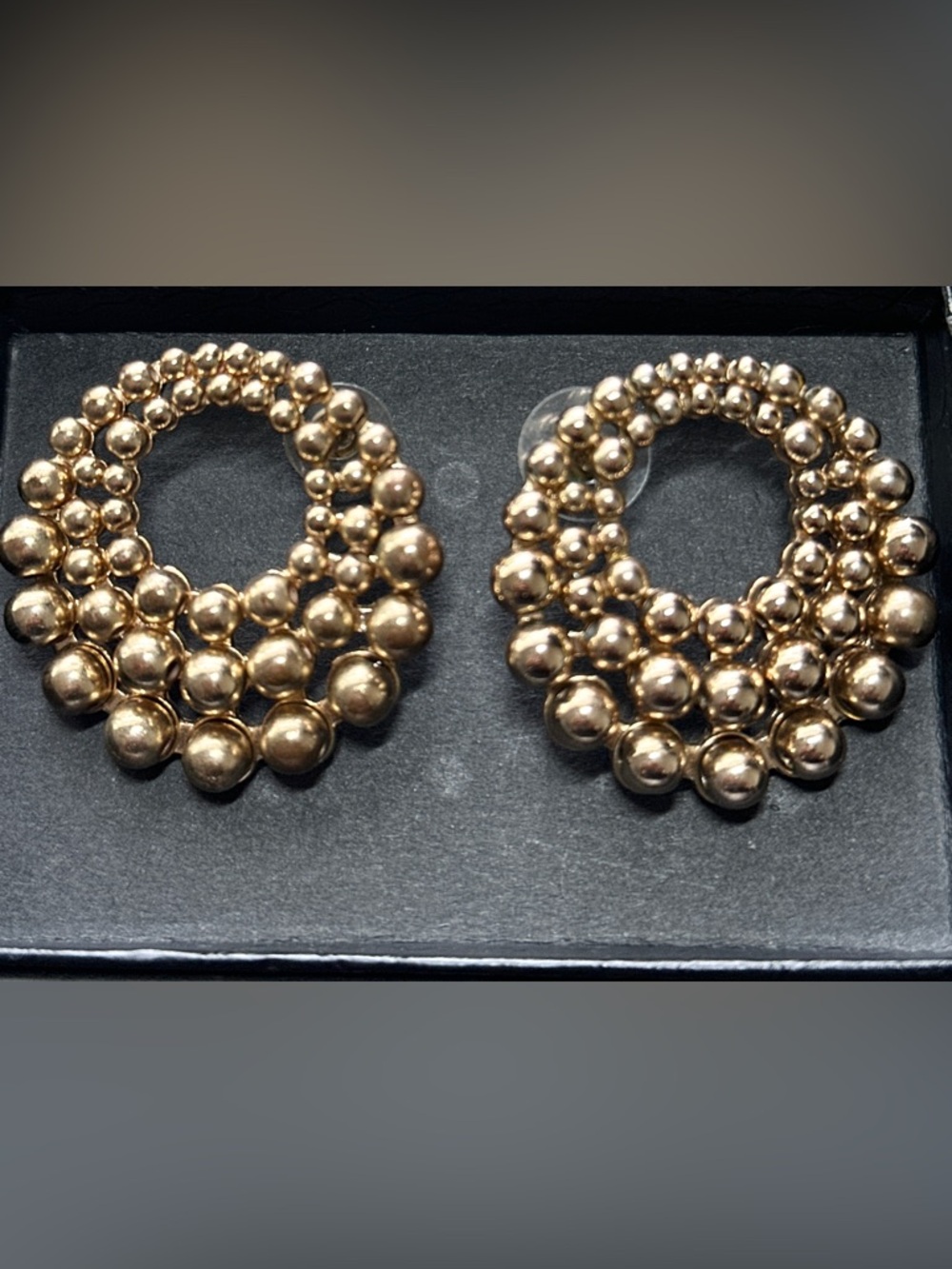 Gold Beaded Hoop Earrings - Women Jewelry